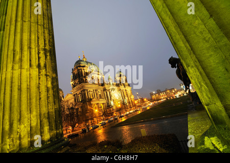 Cathedral in Berlin, Germany Long exposure night time shot. Stock Photo