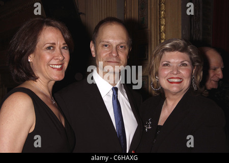 Karen Ziemba, David Hyde Pierce, and Debra Monk The 2010 Vineyard Theatre Gala honoring Kander and Ebb held at the Hudson Stock Photo