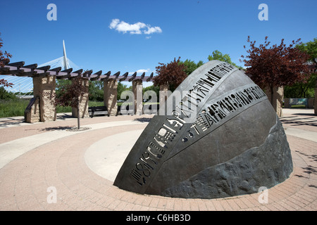 the path through time sculpture at the wall through time at the forks Winnipeg Manitoba Canada Stock Photo