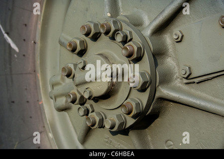 Wheel of military vehicle Stock Photo