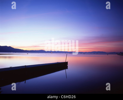 South Lake at sunset, Lake Tahoe, Sierra Nevada, California, United States of America Stock Photo