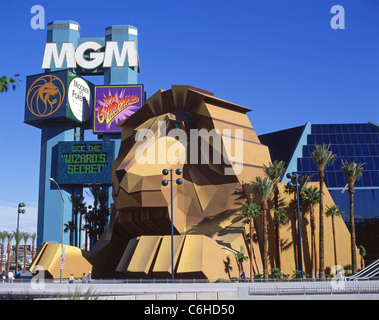MGM Grand Hotel & Casino lion entrance, The Vegas Strip, Las Vegas, Nevada, United States of America Stock Photo