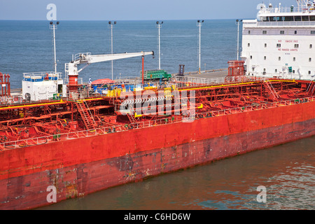 Ethanol tanker ship 'Bright World' at port in San Salvador, El Salvador Stock Photo