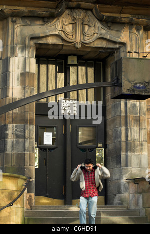 Main entrance to the Glasgow School of Art, Scotland, designed by Charles Rennie Mackintosh (taken before the devastating 2014 and 2018 fires) Stock Photo