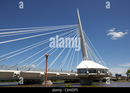 esplanade riel pedestrian bridge the forks Winnipeg Manitoba Canada Stock Photo