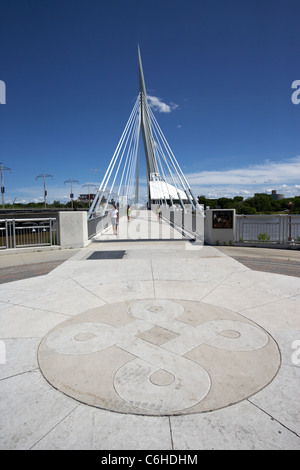 esplanade riel pedestrian bridge the forks Winnipeg Manitoba Canada Stock Photo