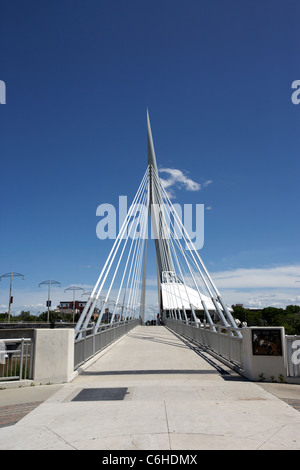 esplanade riel pedestrian bridge the forks Winnipeg Manitoba Canada Stock Photo