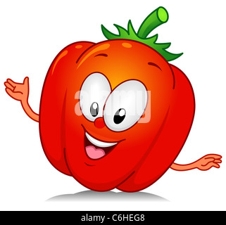 Illustration of a Bell Pepper Character Gesturing Something with its Hands Stock Photo