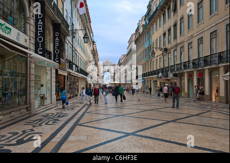 Rua Augusta, mosaics, Baixa district, Lisbon, Portugal Stock Photo