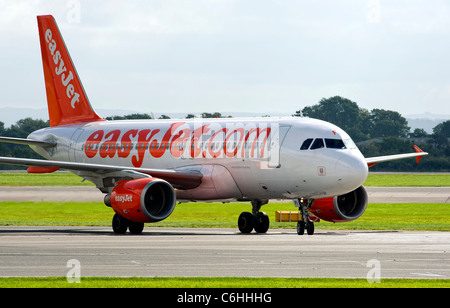 EasyJet aircraft preparing for take off from Manchester Airport, England Stock Photo