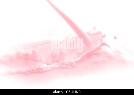 strawberry milk splash isolated on white background Stock Photo