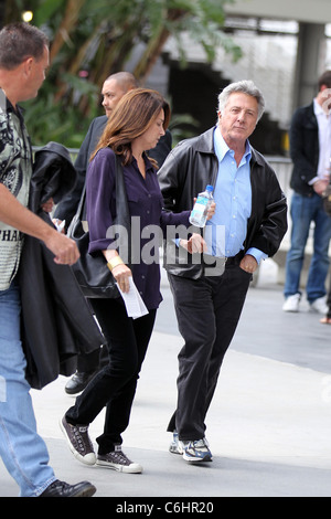 Dustin Hoffman and his wife Anne Byrne Hoffman outside the Staples Center to watch the Phoenix Suns vs L.A. Lakers Los Angeles, Stock Photo