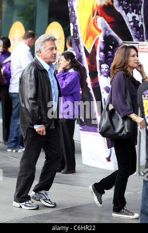 Dustin Hoffman and his wife Anne Byrne Hoffman outside the Staples Center to watch the Phoenix Suns vs L.A. Lakers Los Angeles, Stock Photo