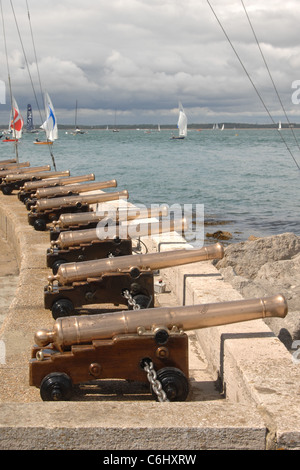 The Royal Yacht Squadron starting cannon at Cowes Stock Photo