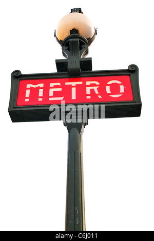 Paris metro sign close-up isolated over the white background Stock Photo