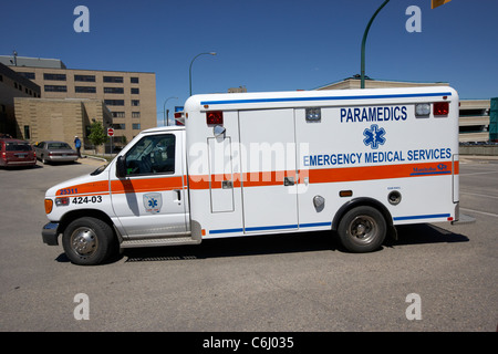 winnipeg ems emergency ambulance paramedics on call manitoba canada Stock Photo