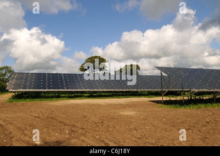 Solar Panel Park at Rhosygilwen nr Cardigan Pembrokeshire Wales Cymru UK GB Stock Photo