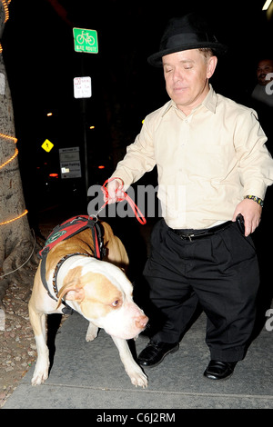 Shorty Rossi star of 'Pit Boss' outside Madeos restaurant with his dog Hercules Los Angeles, California - 17.02.10 Stock Photo