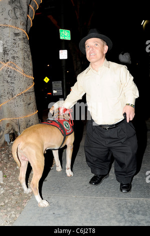 Shorty Rossi star of 'Pit Boss' outside Madeos restaurant with his dog Hercules Los Angeles, California - 17.02.10 Stock Photo