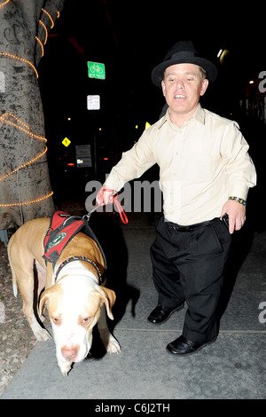 Shorty Rossi star of 'Pit Boss' outside Madeos restaurant with his dog Hercules Los Angeles, California - 17.02.10 Stock Photo