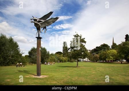 Mallards Flying Sculpture Ross on Wye Herefordshire England Stock Photo