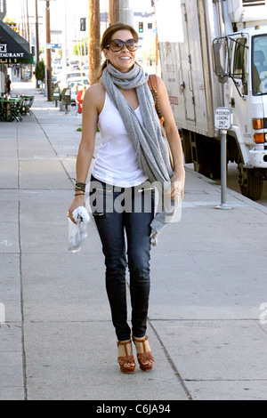 Brooke Burke arriving at a hair salon in West Hollywood while wearing a long gray scarf Los Angeles, California - 22.02.10 The Stock Photo