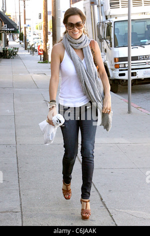 Brooke Burke arriving at a hair salon in West Hollywood while wearing a long gray scarf Los Angeles, California - 22.02.10 The Stock Photo