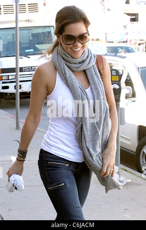 Brooke Burke arriving at a hair salon in West Hollywood while wearing a long gray scarf Los Angeles, California - 22.02.10 The Stock Photo