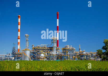 Oil-refinery, industrial-plant under blue sky. Stock Photo