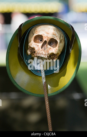 Skull with a US military Regulation Helmet on Stock Photo