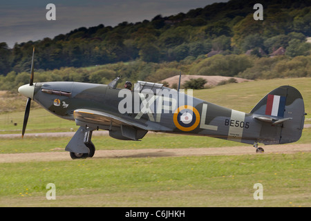 A Hawker Hurricane fighter bomber at Shoreham airfield in 2011 Stock Photo