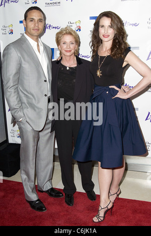 Andie MacDowell with Patricia Cornwell and Daniel Sunjata World premiere of the Lifetime original movie 'Patricia Cornwell's Stock Photo