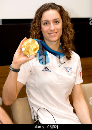 Amy Williams, who won Britain's first individual Winter Olympics gold medal for women's skeleton British Olympic Association Stock Photo