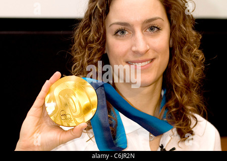 Amy Williams, who won Britain's first individual Winter Olympics gold medal for women's skeleton British Olympic Association Stock Photo