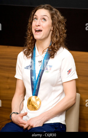 Amy Williams, who won Britain's first individual Winter Olympics gold medal for women's skeleton British Olympic Association Stock Photo