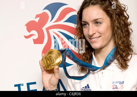 Amy Williams, who won Britain's first individual Winter Olympics gold medal for women's skeleton British Olympic Association Stock Photo