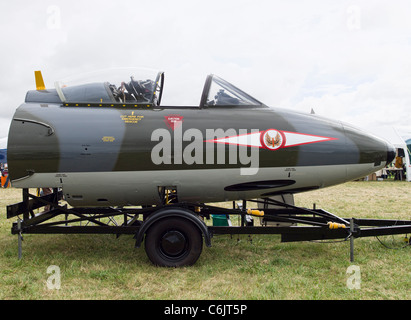 Front section of 1950s ex-RAF Hawker Hunter fighter aircraft at a show in 2011 Stock Photo