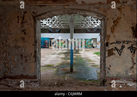 Warehouse area in a Derelict and Abandoned Water Works Stock Photo