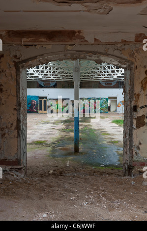 Warehouse area in a Derelict and Abandoned Water Works Stock Photo