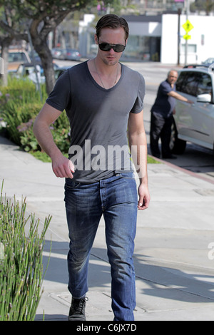 True Blood' star Alexander Skarsgard leaving Lemonade in West Hollywood after having lunch with friends. Los Angeles,