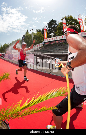 The Vichy long distance Triathlon race (Allier - France). Triathlon longue distance de type Ironman, à Vichy (Allier - France). Stock Photo