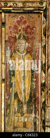 Sparham, Norfolk. Rood screen, St. Thomas of Canterbury Becket Archbishop English screens paintings  church churches interior Stock Photo