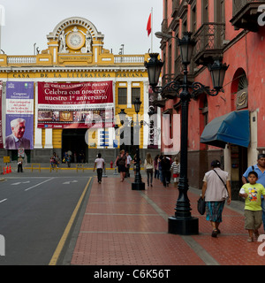 Facade of Casa De La Literatura Peruana, Historic Centre of Lima, Lima, Peru Stock Photo