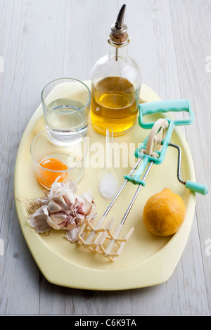 Spring vegetables with aioli Stock Photo