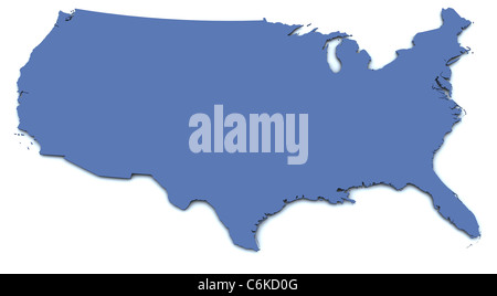 3d rendered blank map of the United States Stock Photo