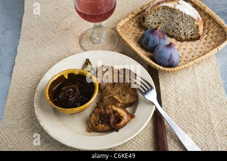 Filet mignon with stewed figs and rosemary Stock Photo
