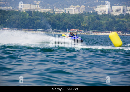 water jet rider, jet skiing, sea spray watersports Stock Photo