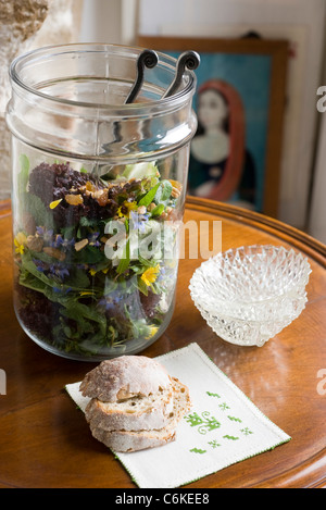 Salad with assorted herbs Stock Photo