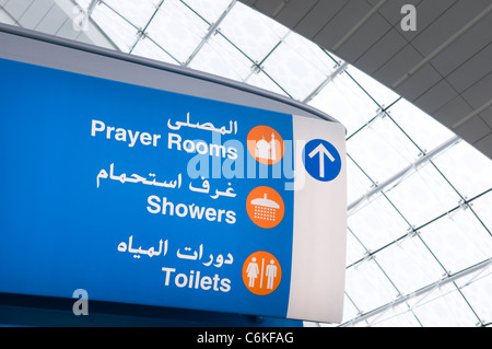 Signs at Dubai International Airport Stock Photo