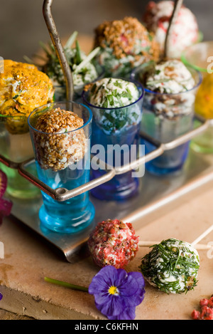 Goat cheese lollipops Stock Photo